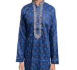 Cotton Embroidery Panjabi for men fitted navy blue color