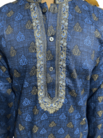 Cotton Embroidery Panjabi for men fitted navy blue color