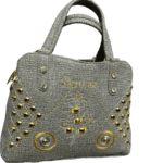 Ladies Embroidered Party Bag Ash & Gold mix color