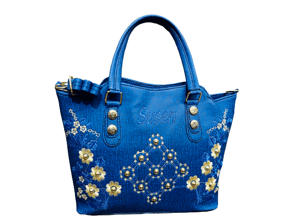 Ladies Embroidery Party Bag Blue color