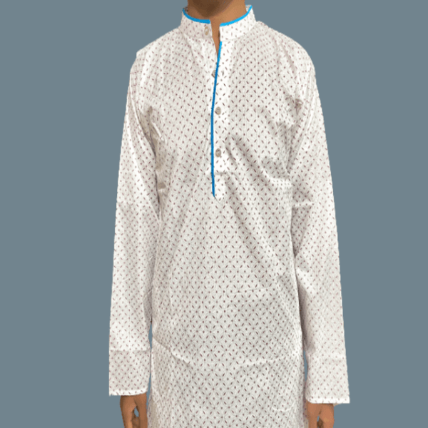 White Cotton Panjabi semi fitted