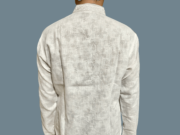 Indian Cotton White Panjabi semi fitted