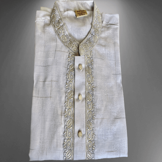 Indian Cotton White Panjabi For Men semi fitted