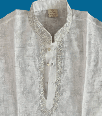 Indian Cotton White Panjabi For Men semi fitted